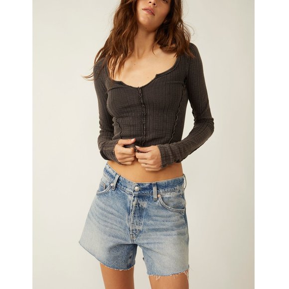 NWT FREE PEOPLE Eyes On You Long Sleeve / Black - Picture 1 of 6